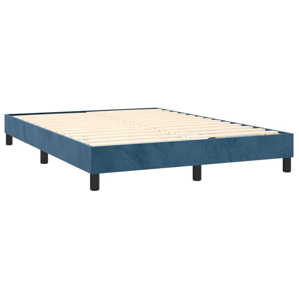 vidaXL Cama box spring con colchón terciopelo azul oscuro 140x200 cm