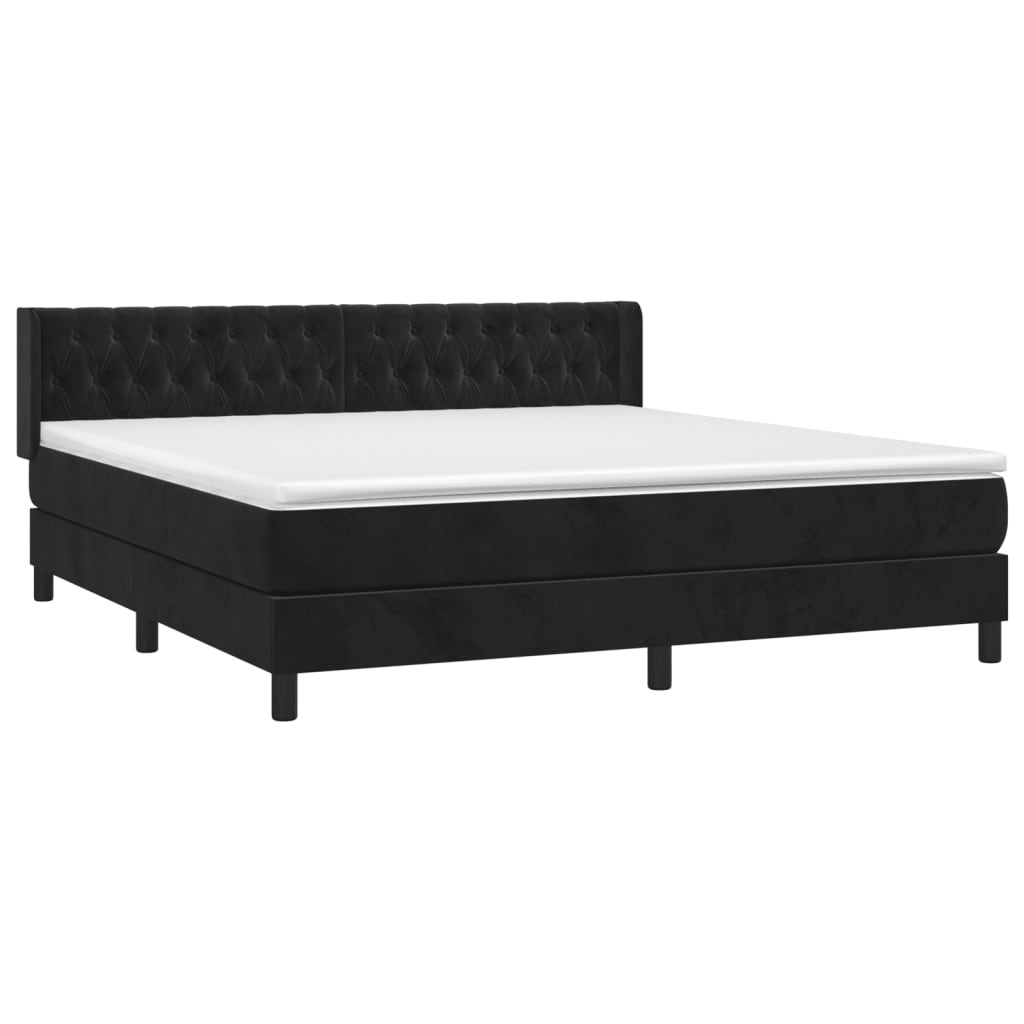 vidaXL Cama box spring con colchón terciopelo negro 160x200 cm