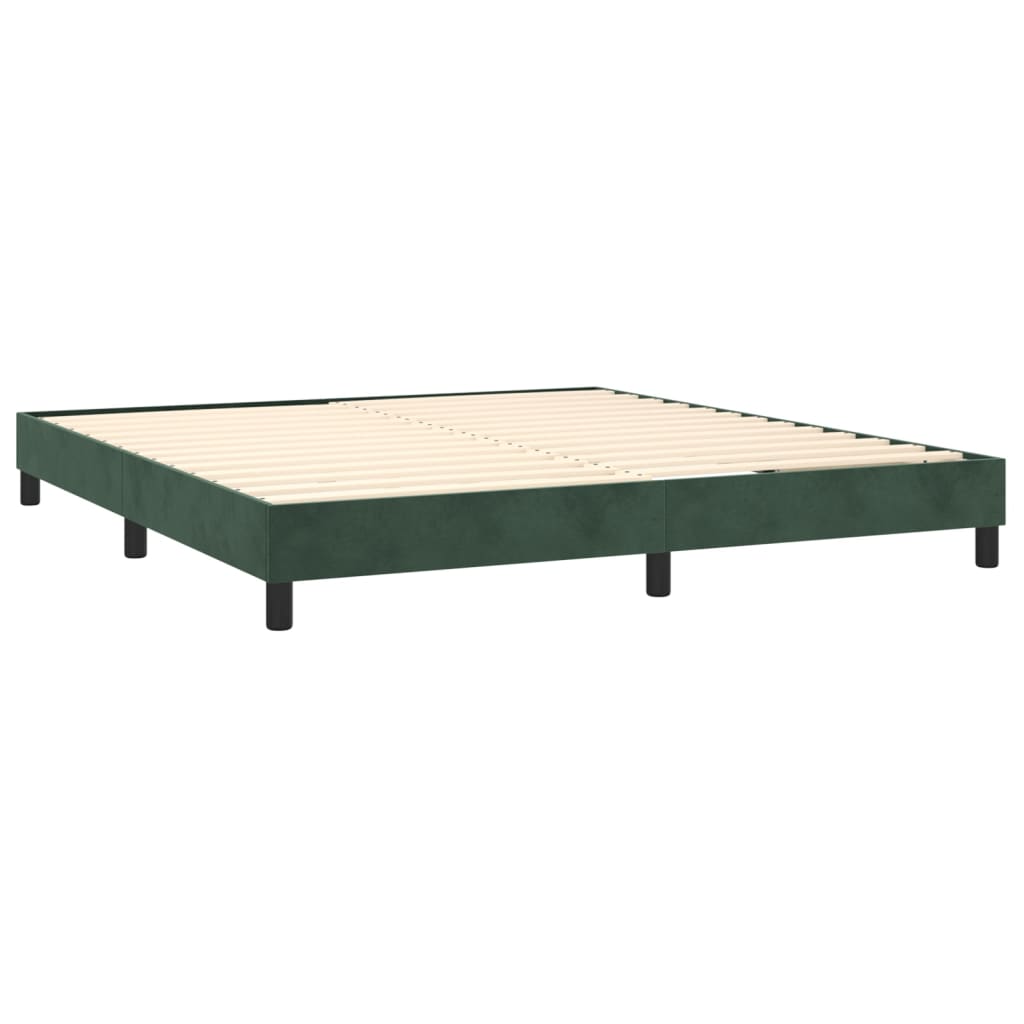 vidaXL Cama box spring con colchón terciopelo verde oscuro 160x200 cm