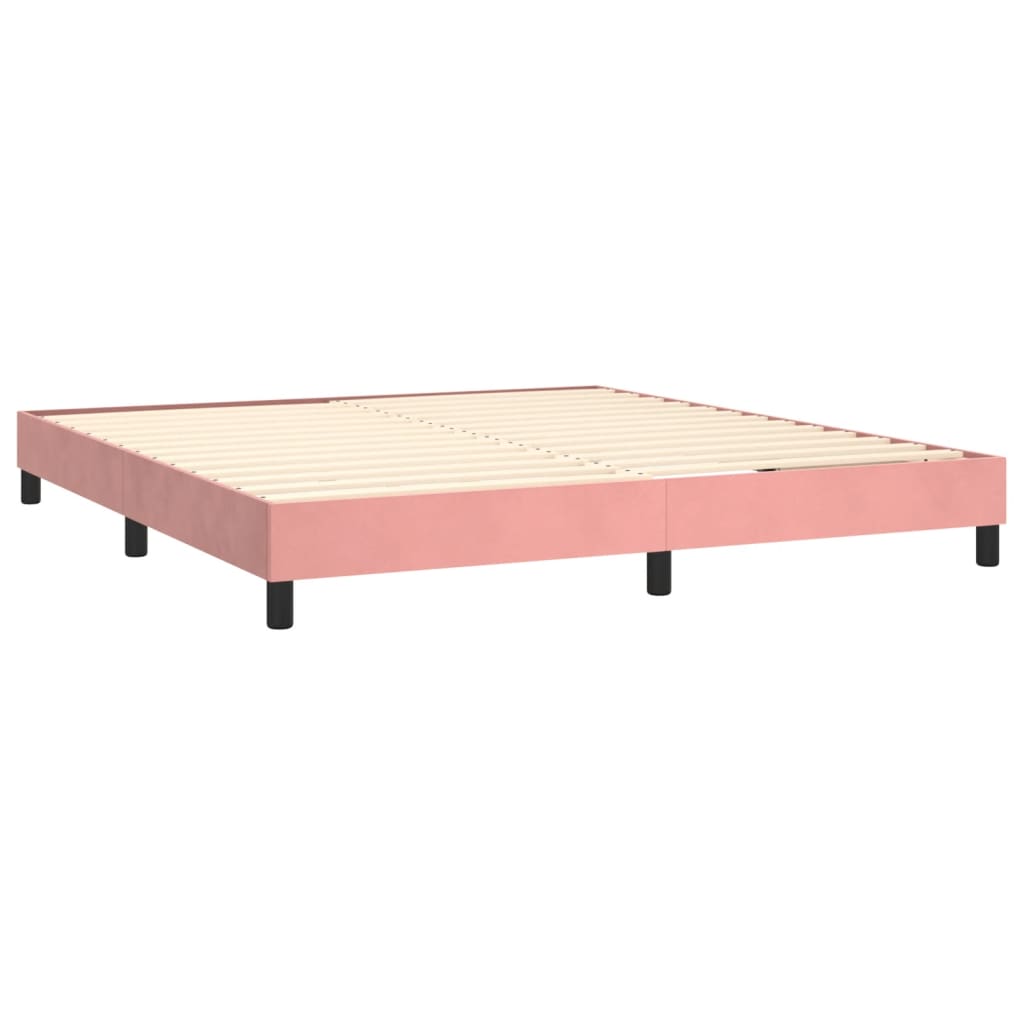 vidaXL Cama box spring con colchón terciopelo rosa 160x200 cm