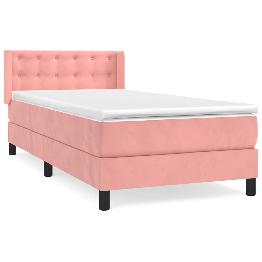 vidaXL Cama box spring con colchón terciopelo rosa 80x200 cm