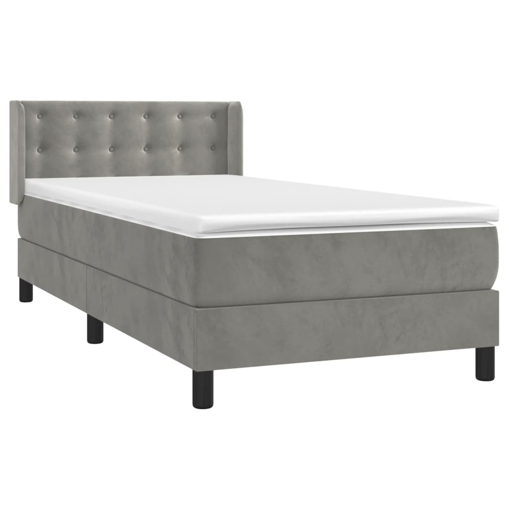 vidaXL Cama box spring con colchón terciopelo gris claro 100x200 cm