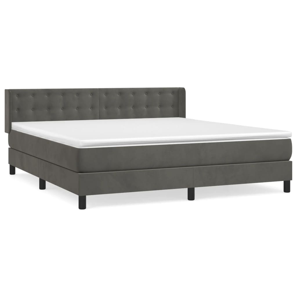 vidaXL Cama box spring con colchón terciopelo gris oscuro 160x200 cm