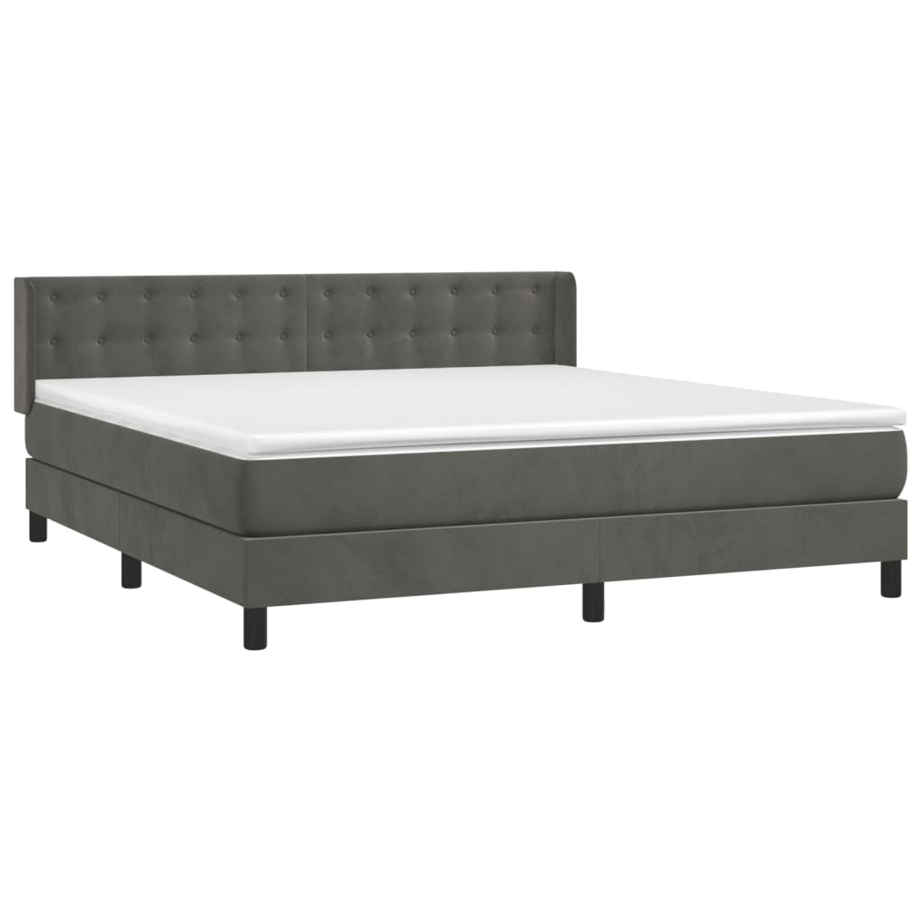 vidaXL Cama box spring con colchón terciopelo gris oscuro 160x200 cm