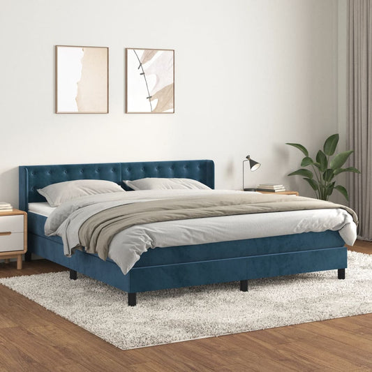 vidaXL Cama box spring con colchón terciopelo azul oscuro 180x200 cm