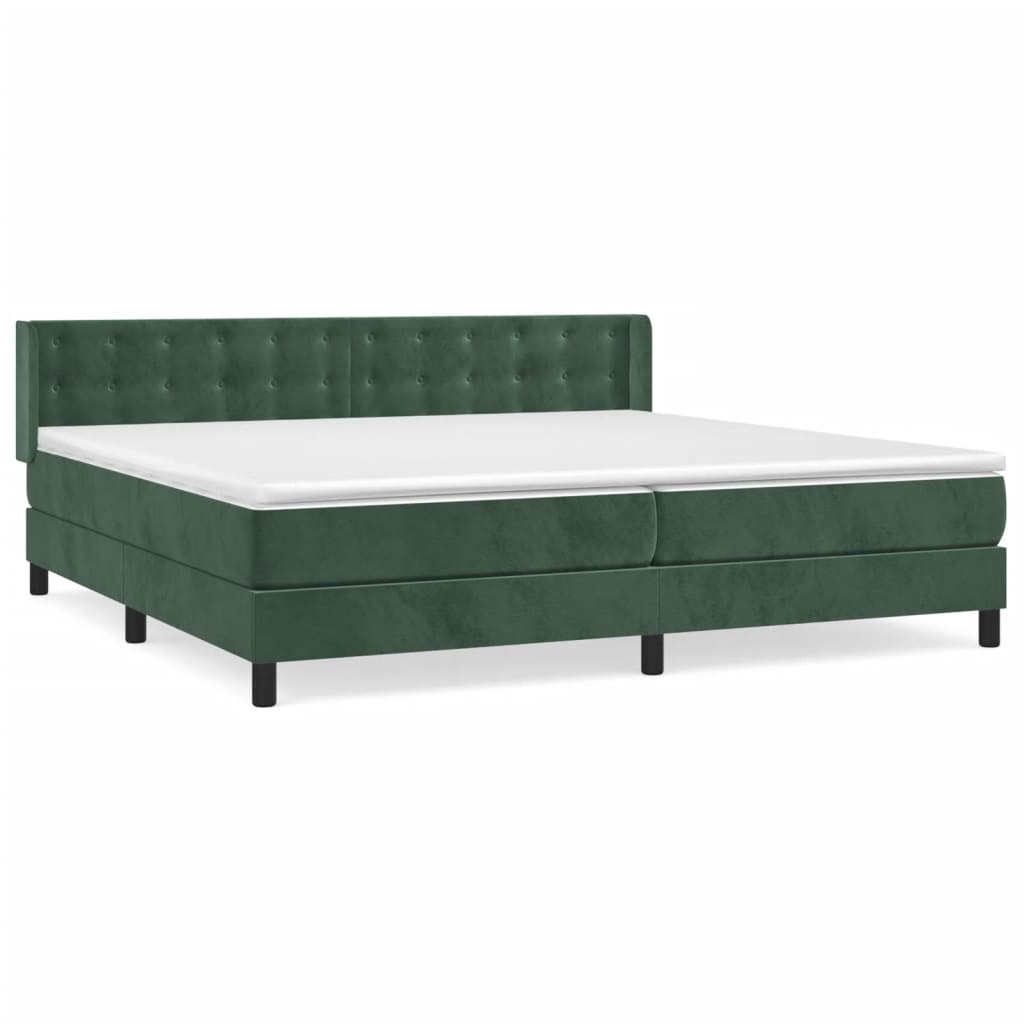 vidaXL Cama box spring con colchón terciopelo verde oscuro 200x200 cm