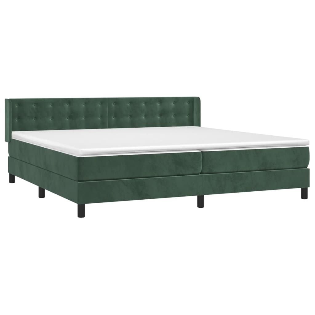 vidaXL Cama box spring con colchón terciopelo verde oscuro 200x200 cm