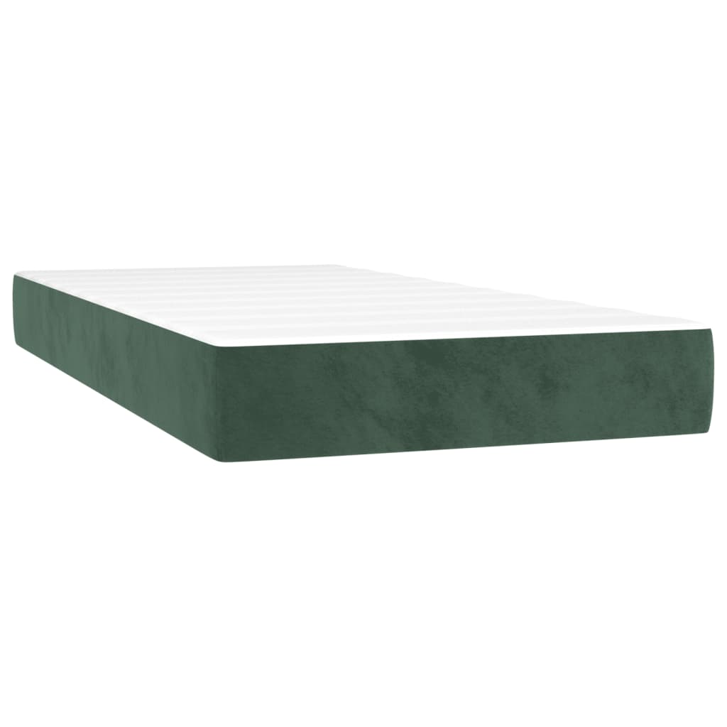 vidaXL Cama box spring con colchón terciopelo verde oscuro 200x200 cm