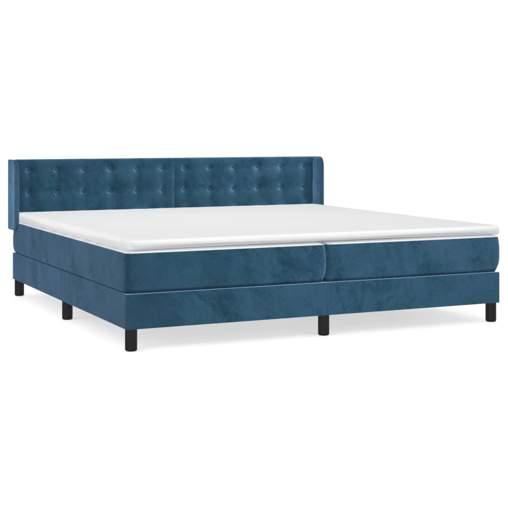 vidaXL Cama box spring con colchón terciopelo azul oscuro 200x200 cm