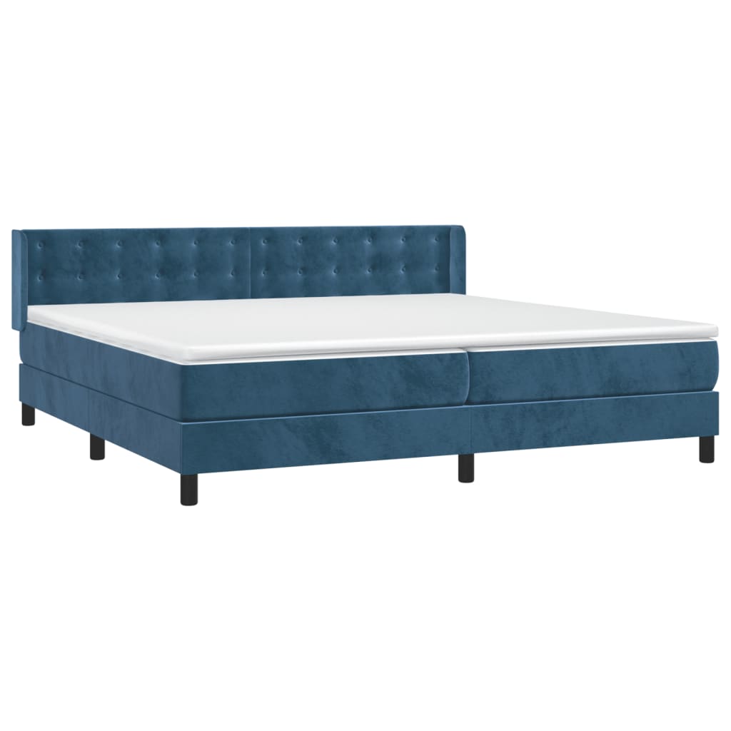 vidaXL Cama box spring con colchón terciopelo azul oscuro 200x200 cm