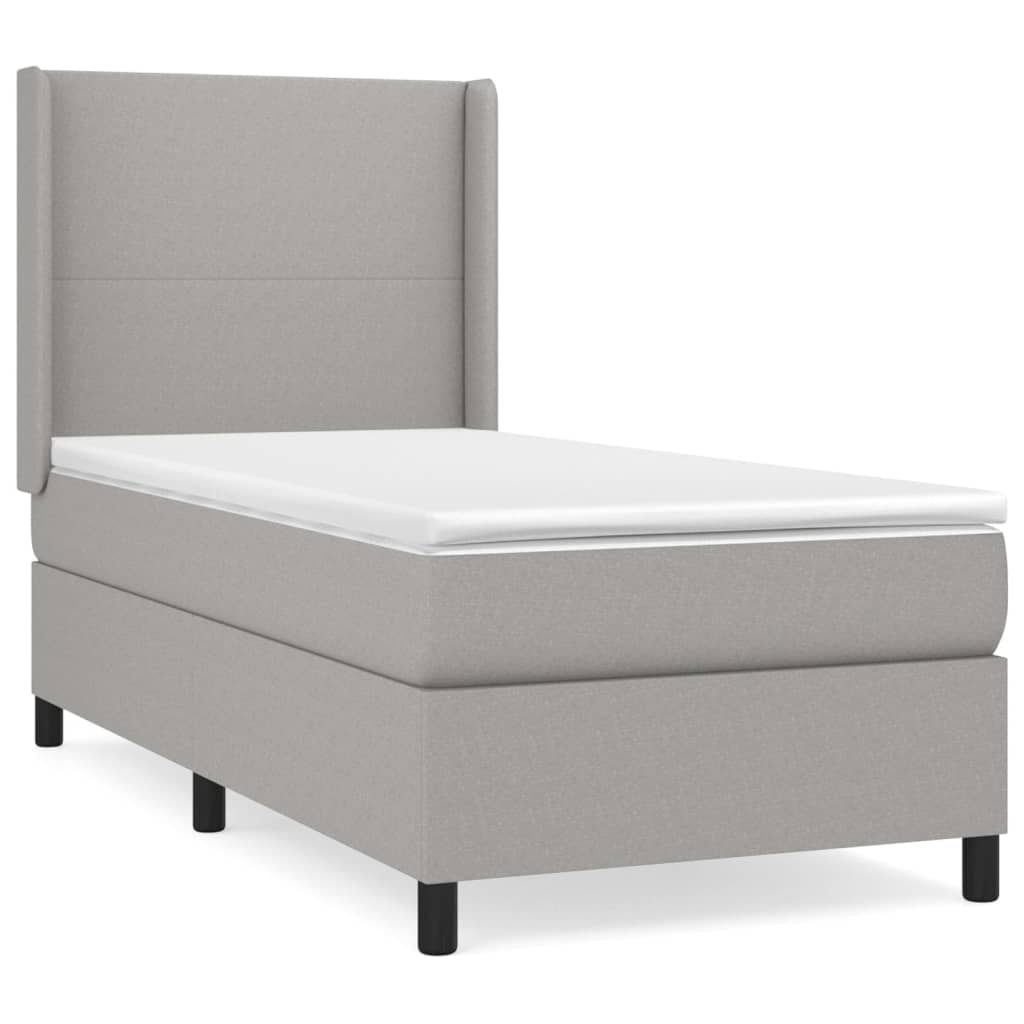 vidaXL Cama box spring con colchón tela gris claro 80x200 cm