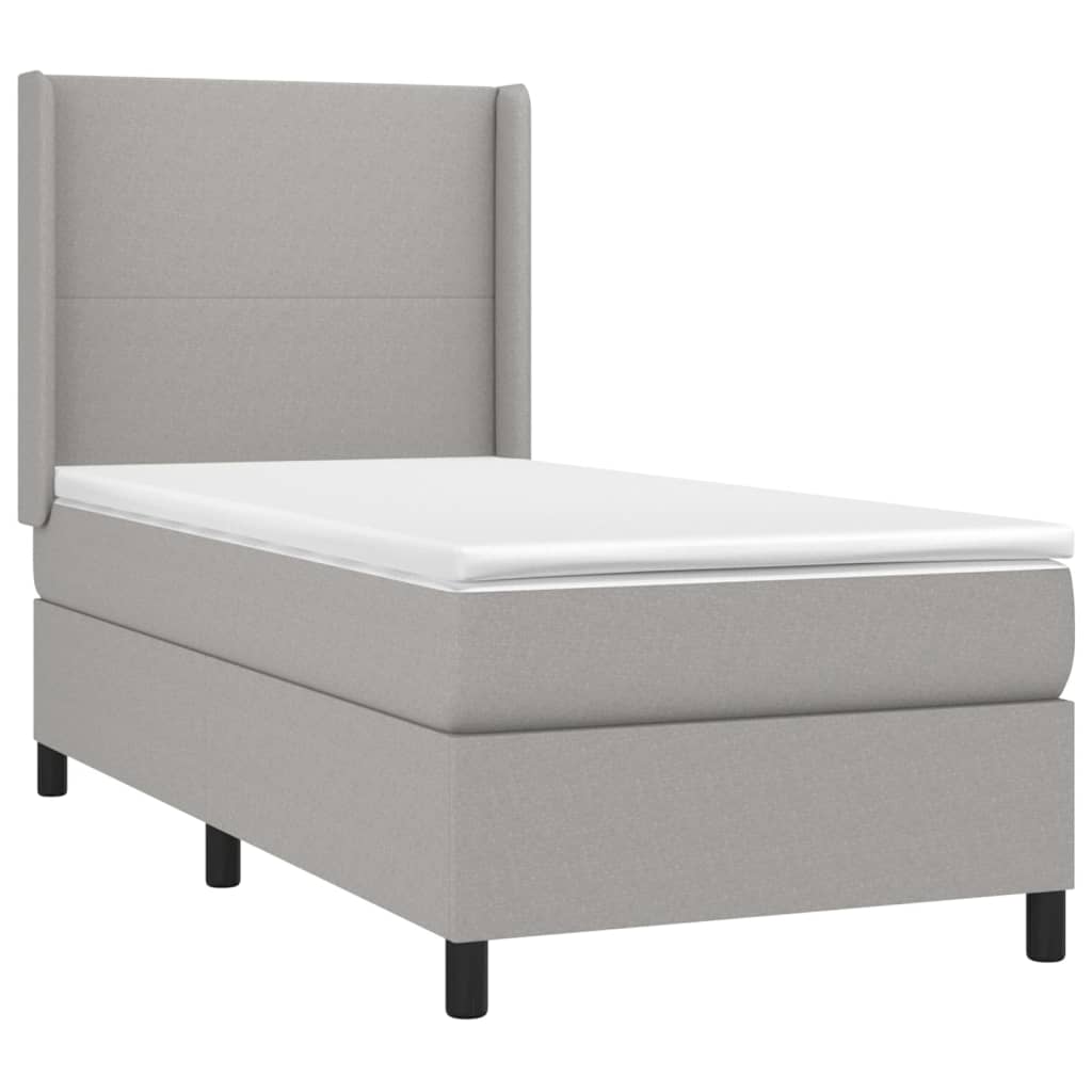 vidaXL Cama box spring con colchón tela gris claro 80x200 cm