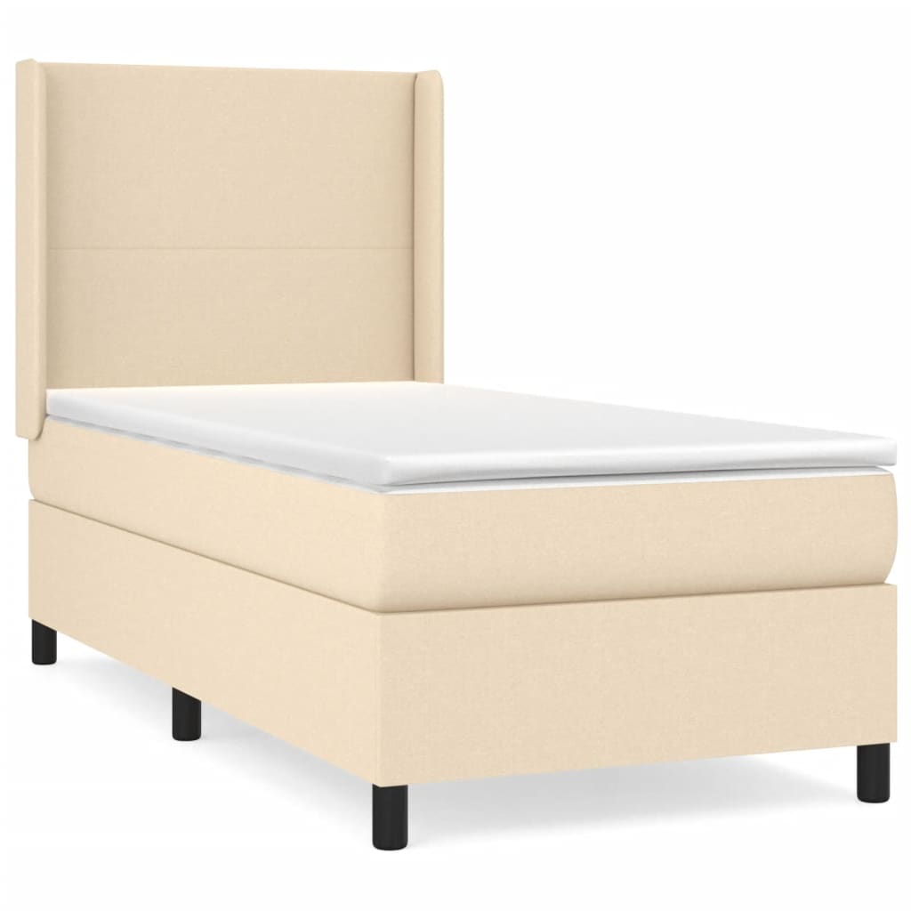 vidaXL Cama box spring con colchón tela color crema 80x200 cm