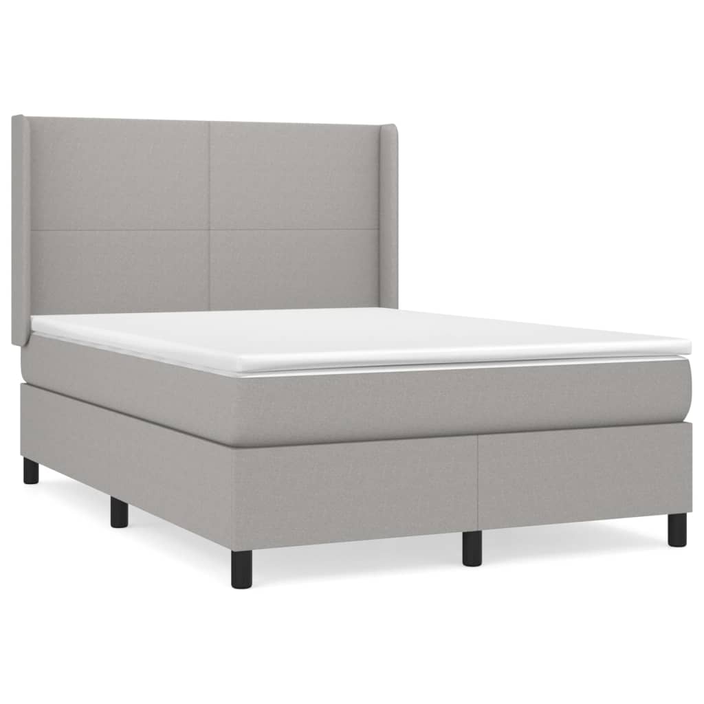 vidaXL Cama box spring con colchón tela gris claro 140x200 cm