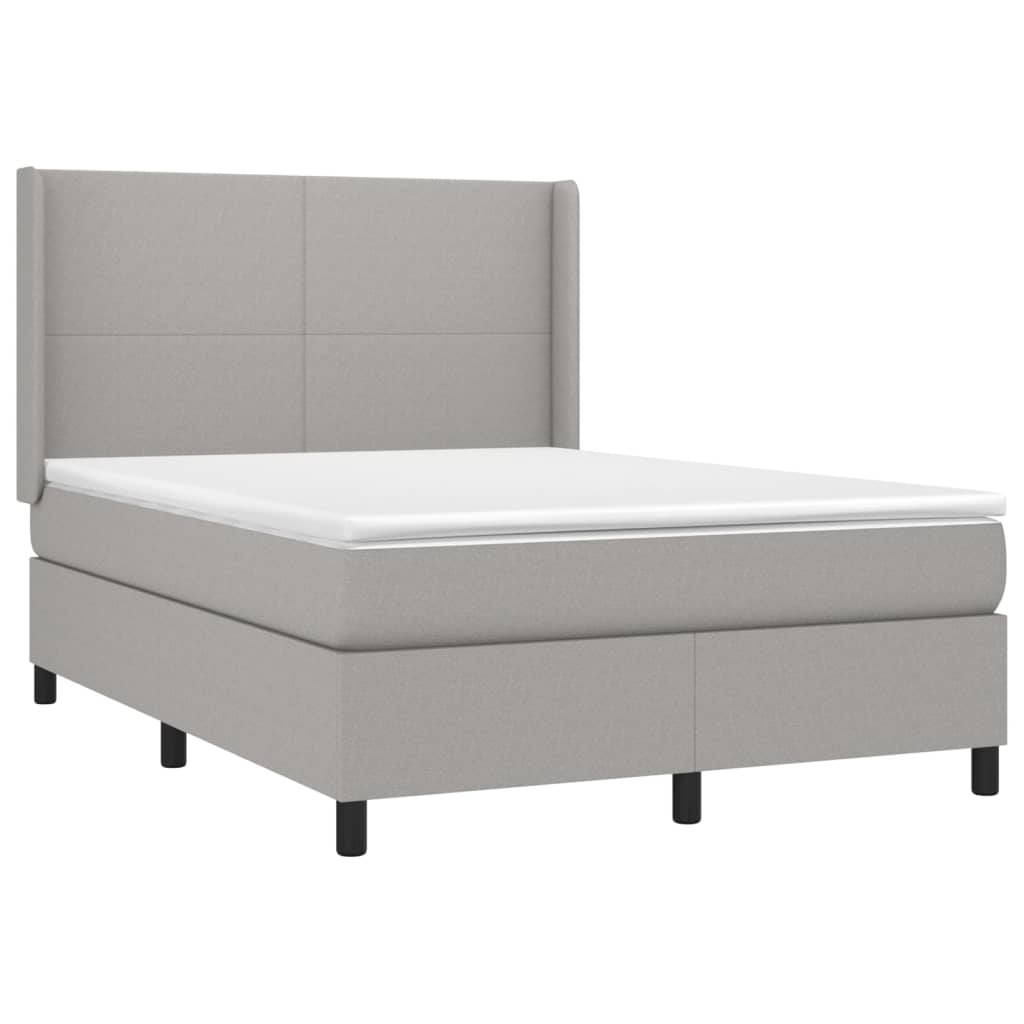 vidaXL Cama box spring con colchón tela gris claro 140x200 cm