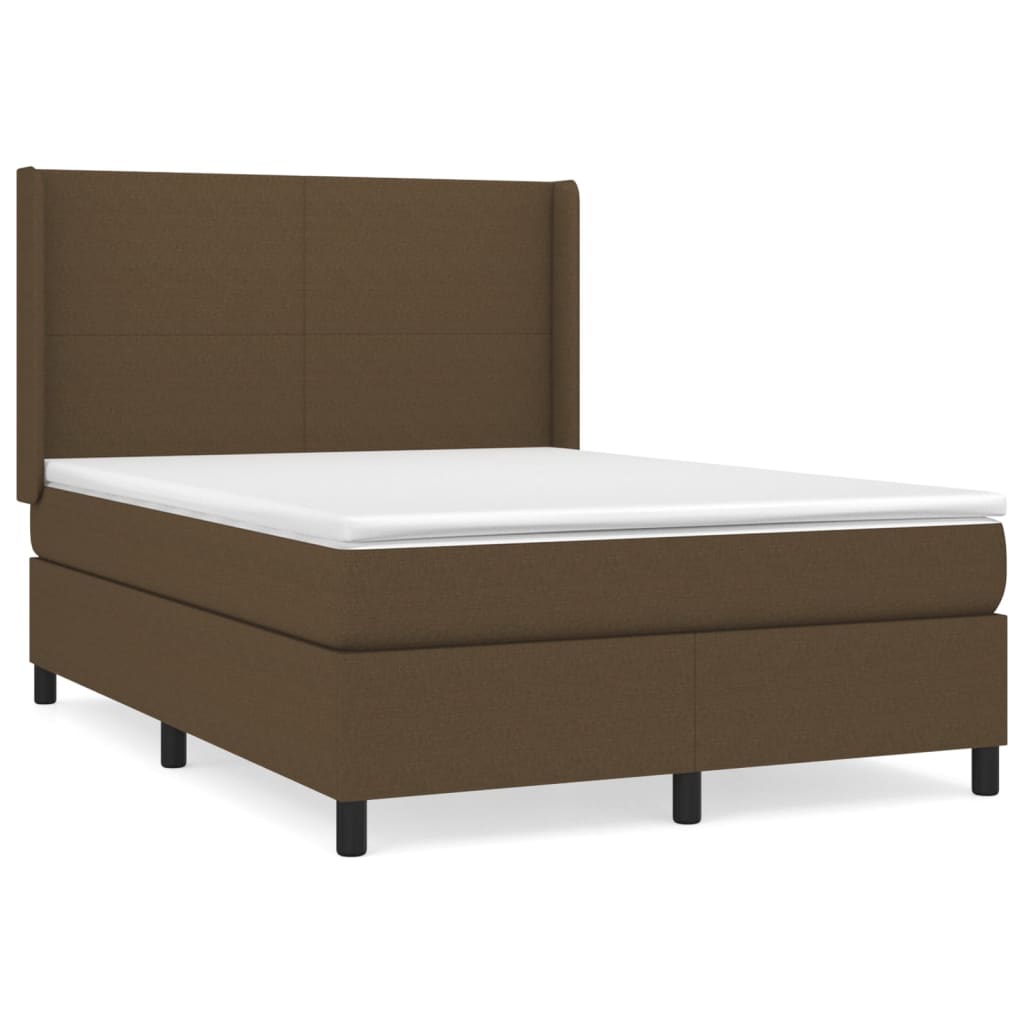 vidaXL Cama box spring con colchón tela marrón oscuro 140x200 cm