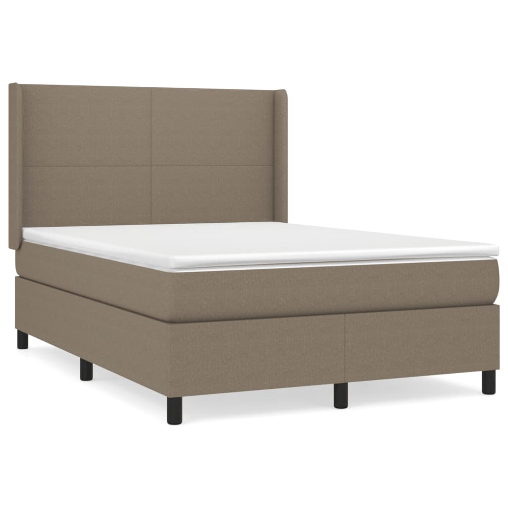 vidaXL Cama box spring con colchón tela gris taupe 140x200 cm