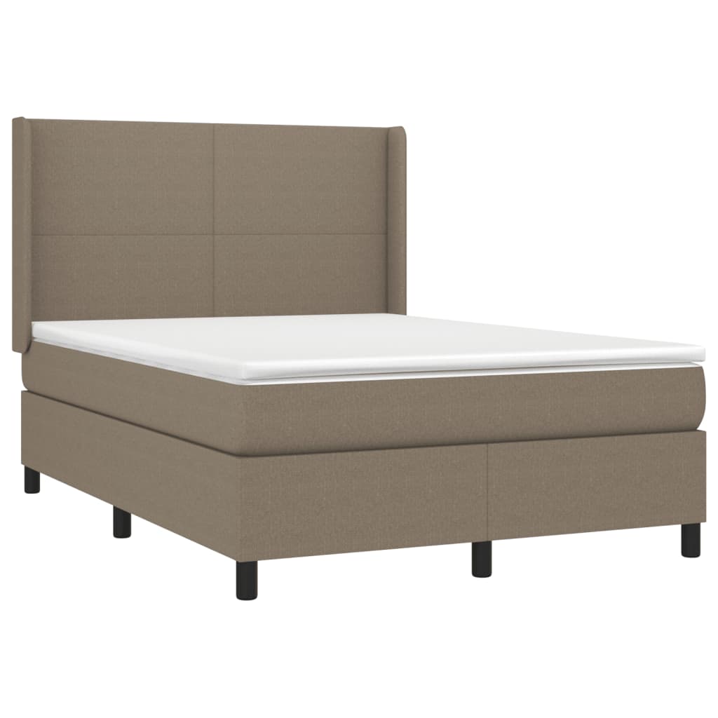 vidaXL Cama box spring con colchón tela gris taupe 140x200 cm