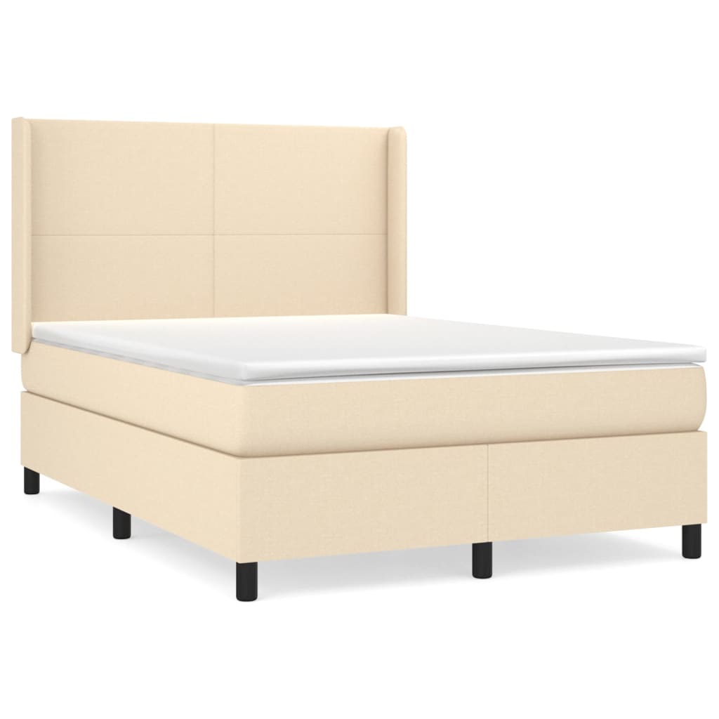 vidaXL Cama box spring con colchón tela color crema 140x200 cm