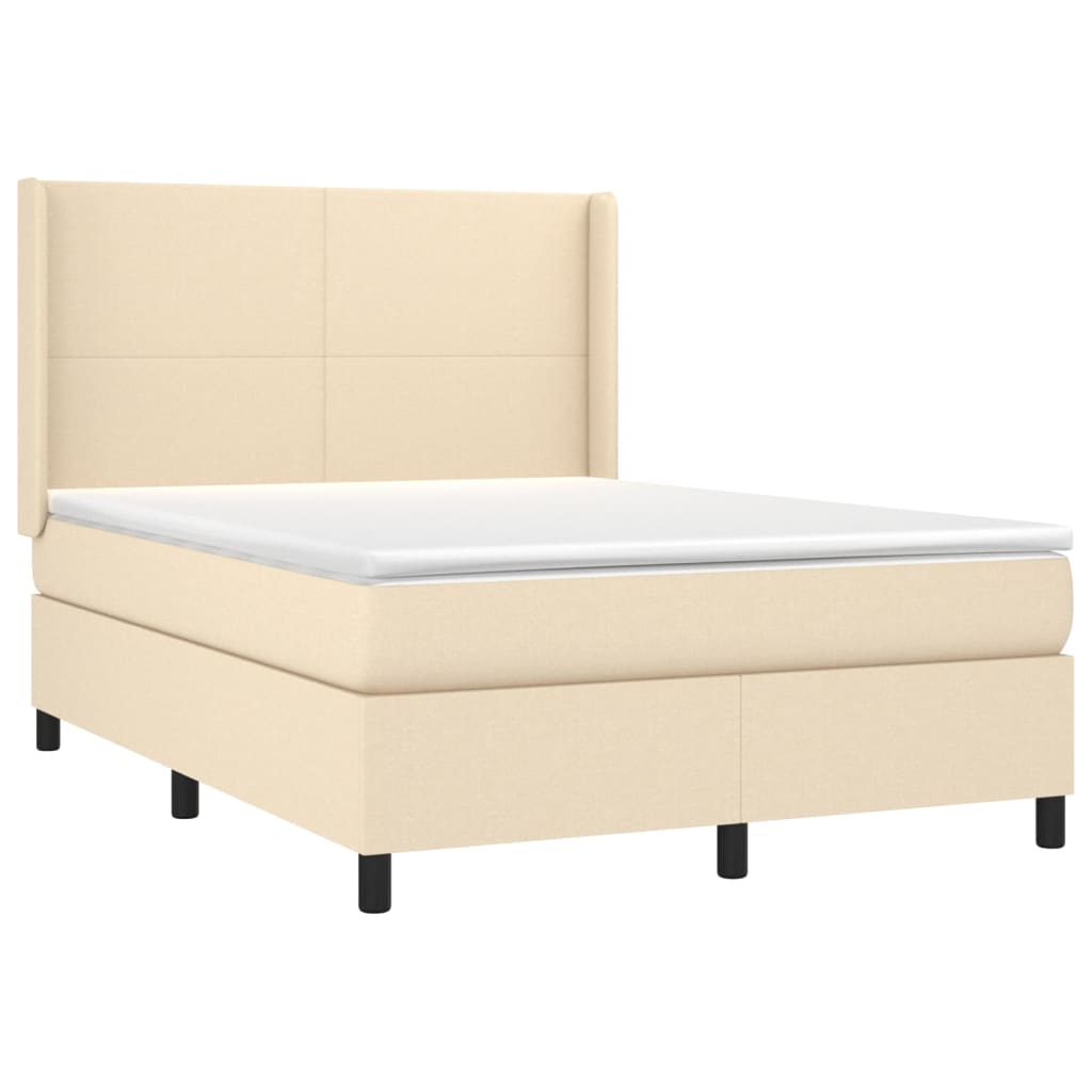 vidaXL Cama box spring con colchón tela color crema 140x200 cm