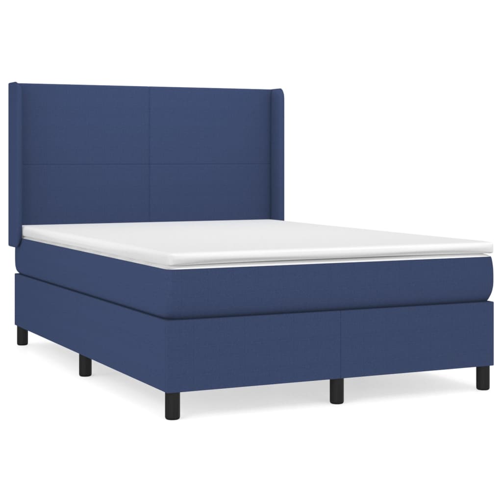 vidaXL Cama box spring con colchón tela azul 140x200 cm