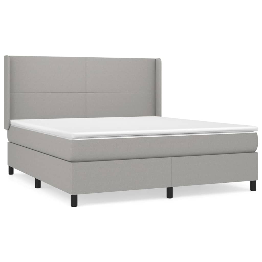 vidaXL Cama box spring con colchón tela gris claro 160x200 cm