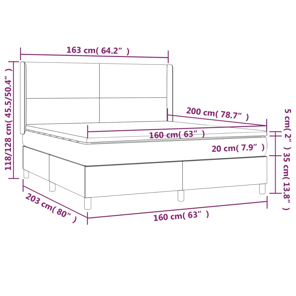 vidaXL Cama box spring con colchón tela gris claro 160x200 cm