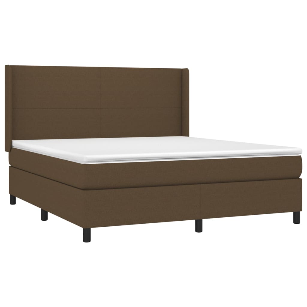 vidaXL Cama box spring con colchón tela marrón oscuro 180x200 cm