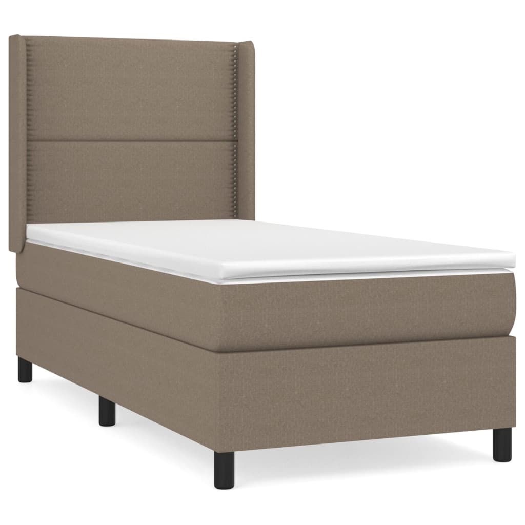 vidaXL Cama box spring con colchón tela gris taupe 80x200 cm