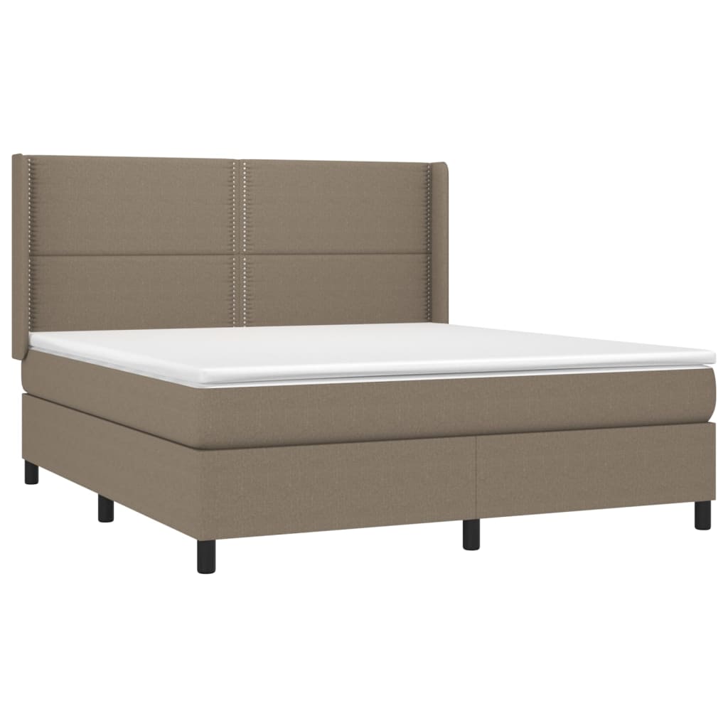 vidaXL Cama box spring con colchón tela gris taupe 180x200 cm