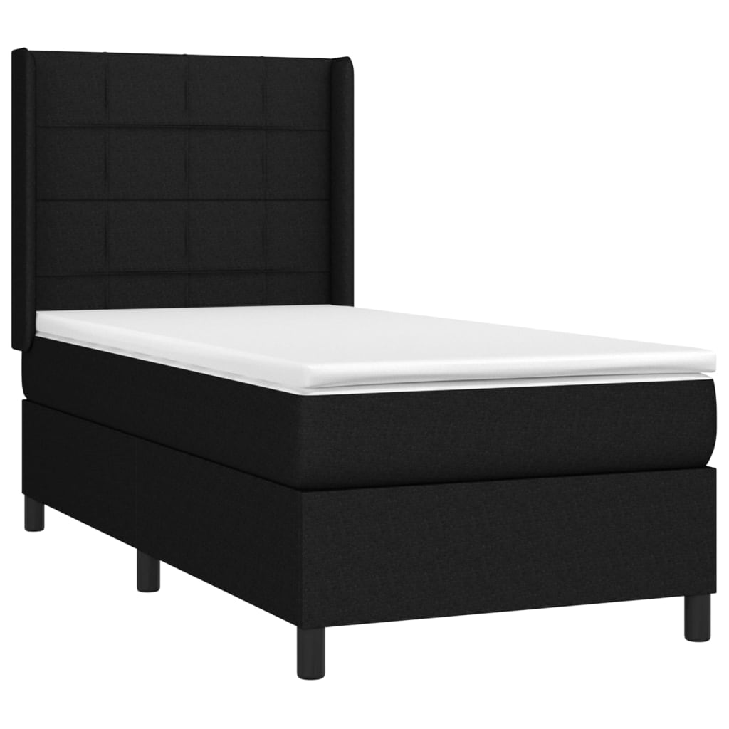 vidaXL Cama box spring con colchón tela negro 80x200 cm