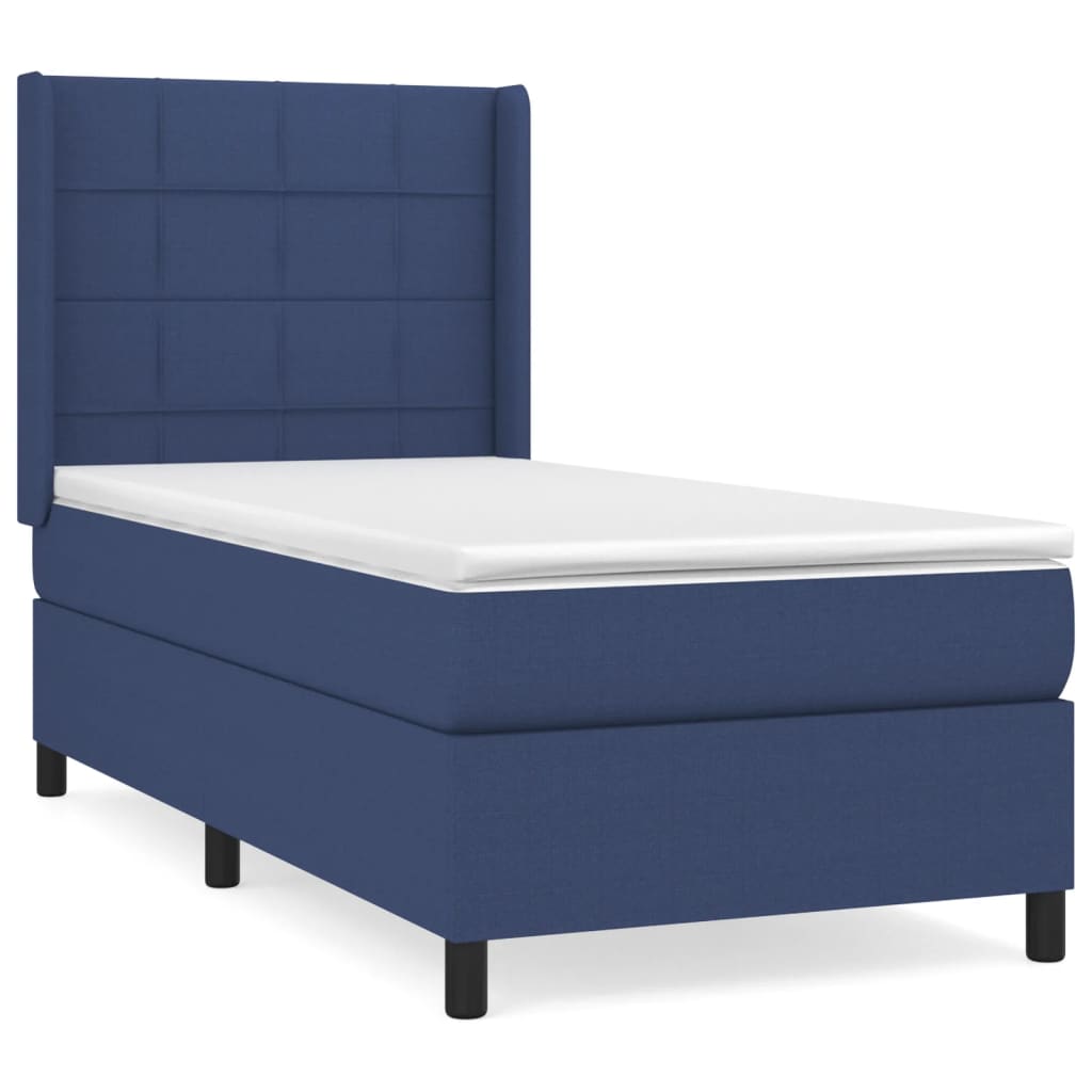 vidaXL Cama box spring con colchón tela azul 80x200 cm