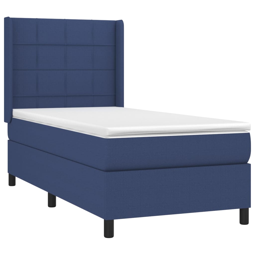 vidaXL Cama box spring con colchón tela azul 80x200 cm