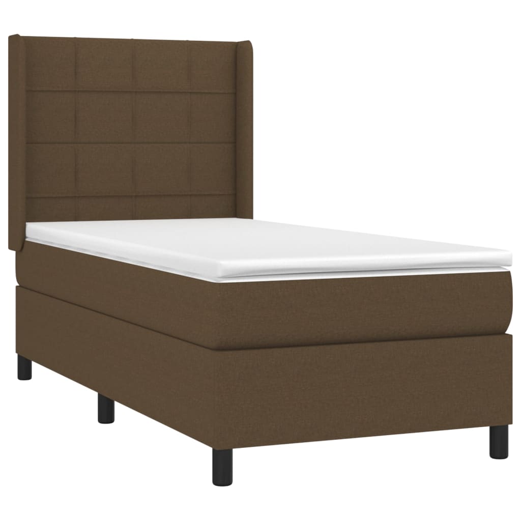 vidaXL Cama box spring con colchón tela marrón oscuro 90x190 cm