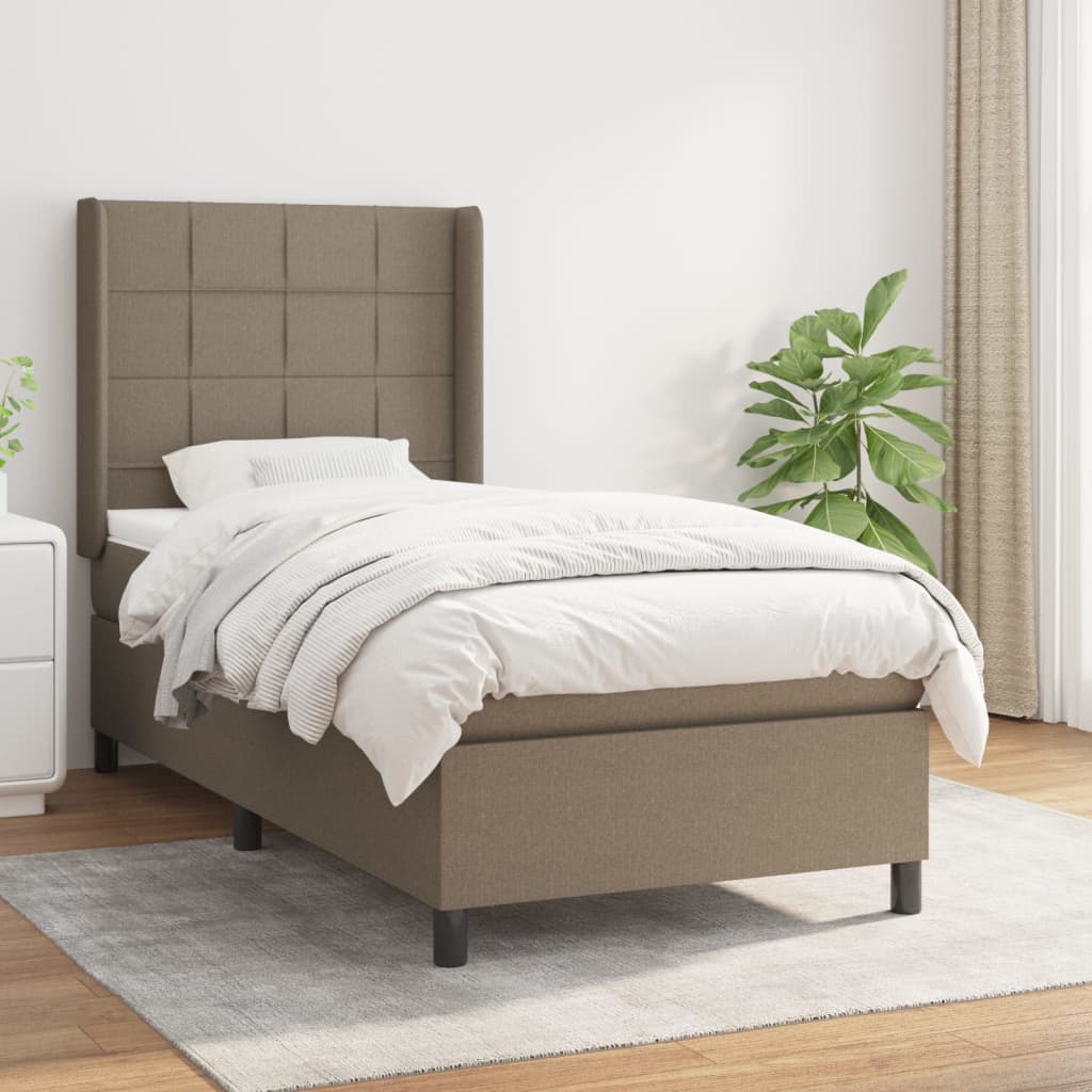 vidaXL Cama box spring con colchón tela gris taupe 90x190 cm