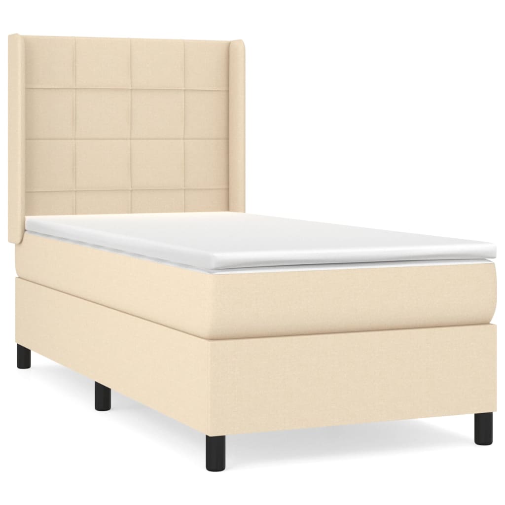 vidaXL Cama box spring con colchón tela color crema 90x190 cm