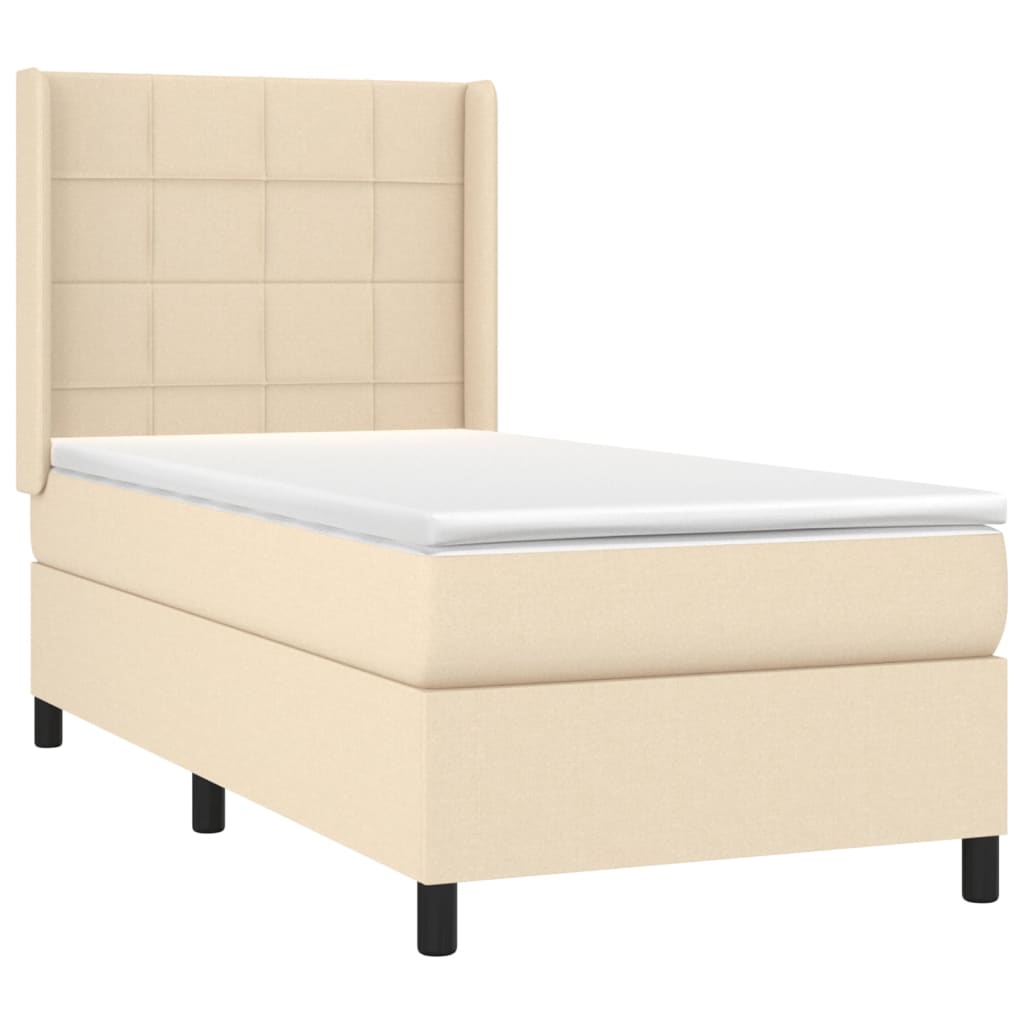 vidaXL Cama box spring con colchón tela color crema 90x190 cm