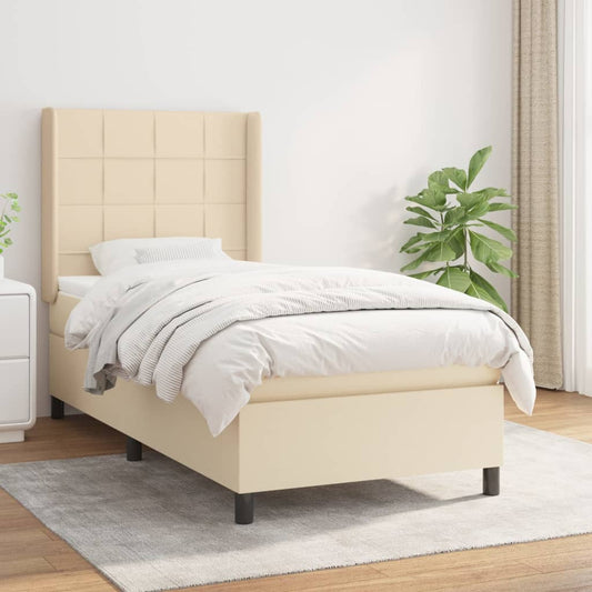 vidaXL Cama box spring con colchón tela color crema 90x190 cm