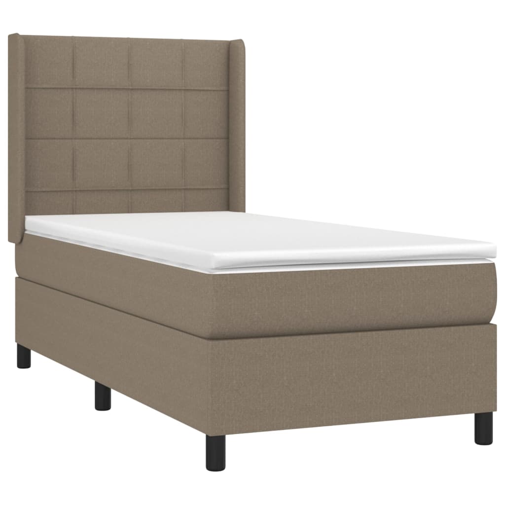 vidaXL Cama box spring con colchón tela gris taupe 90x200 cm