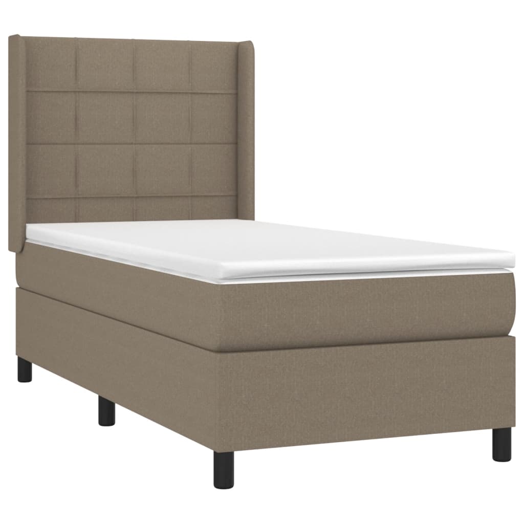 vidaXL Cama box spring con colchón tela gris taupe 100x200 cm