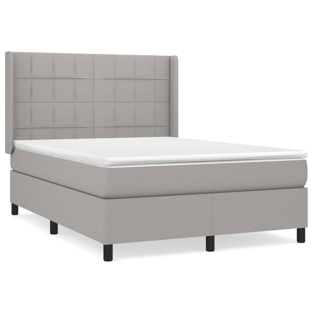 vidaXL Cama box spring con colchón tela gris claro 140x190 cm