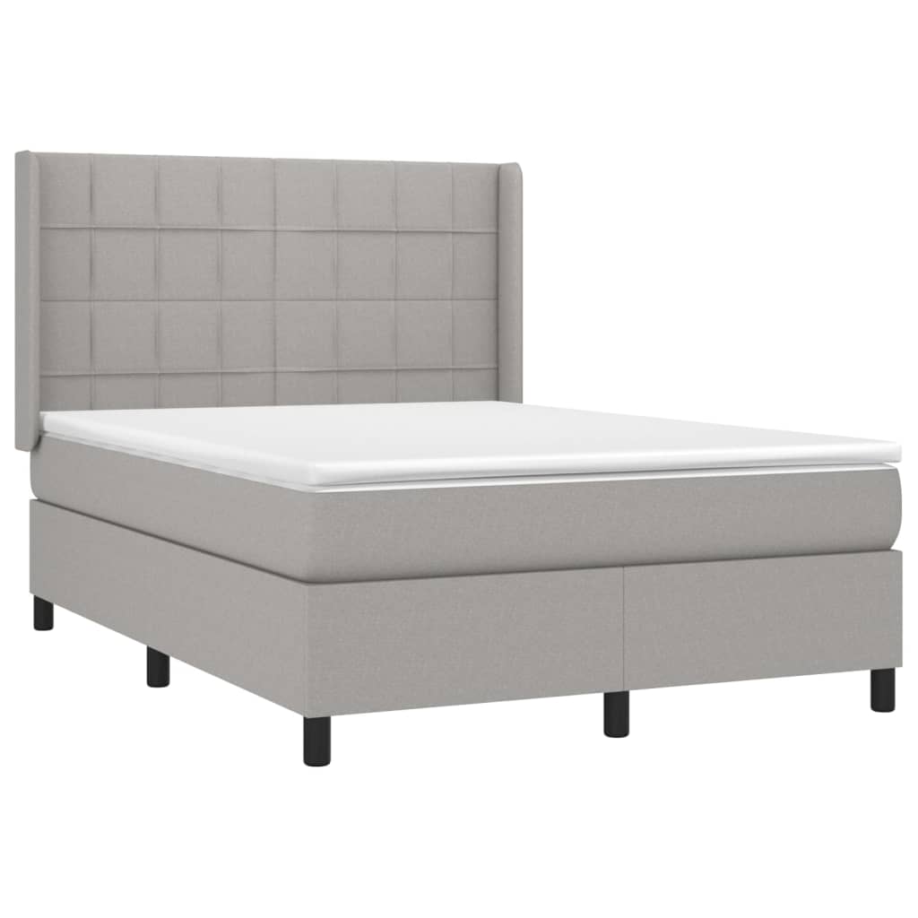 vidaXL Cama box spring con colchón tela gris claro 140x190 cm