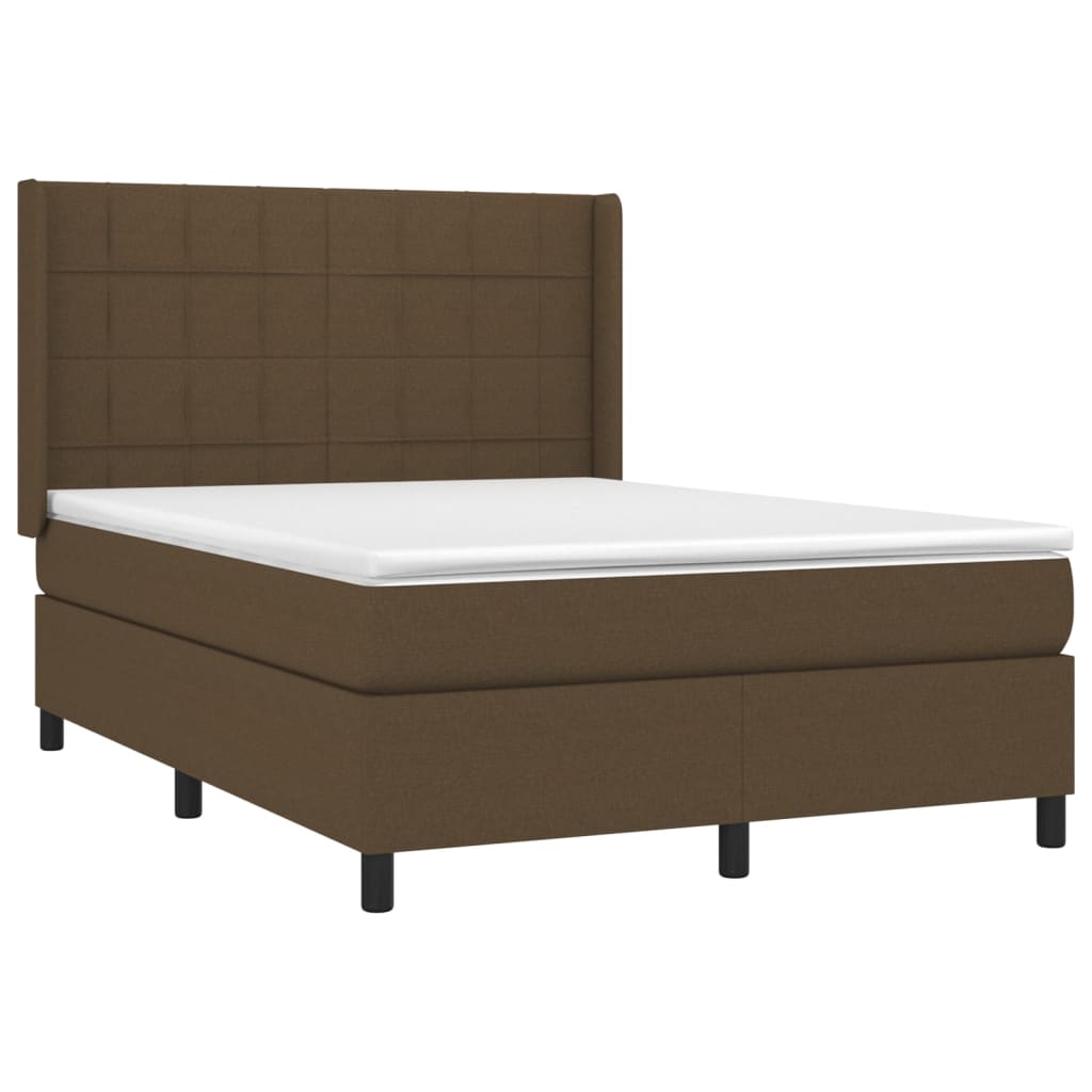 vidaXL Cama box spring con colchón tela marrón oscuro 140x190 cm