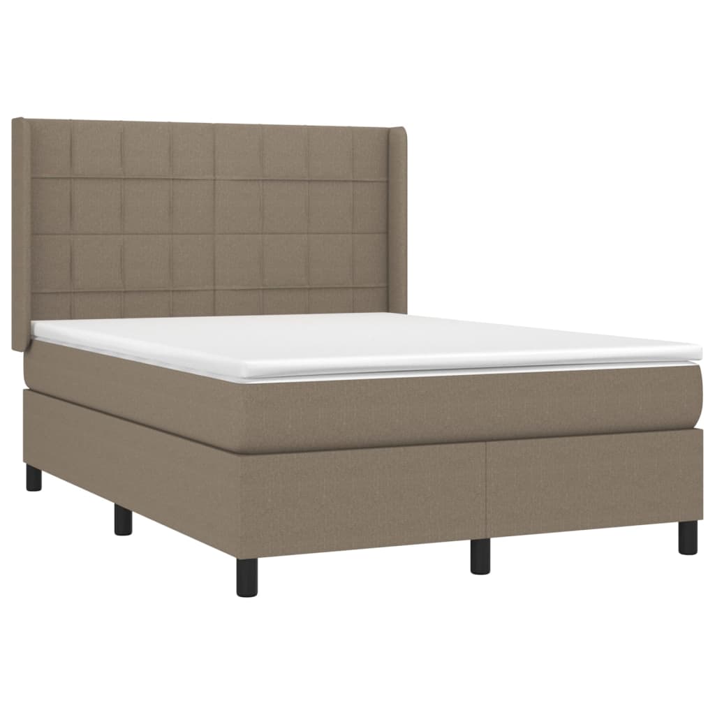 vidaXL Cama box spring con colchón tela gris taupe 140x190 cm