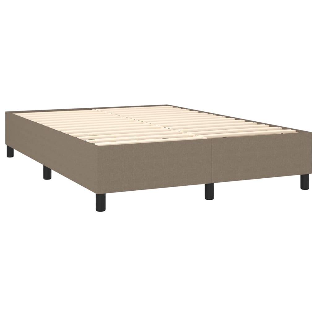 vidaXL Cama box spring con colchón tela gris taupe 140x190 cm