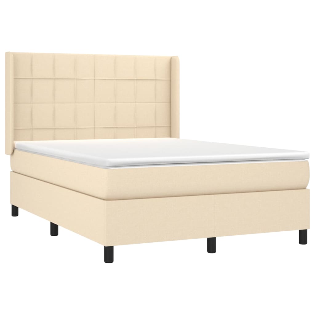 vidaXL Cama box spring con colchón tela color crema 140x190 cm