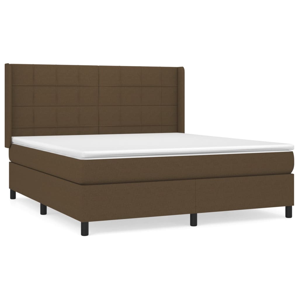 vidaXL Cama box spring con colchón tela marrón oscuro 180x200 cm