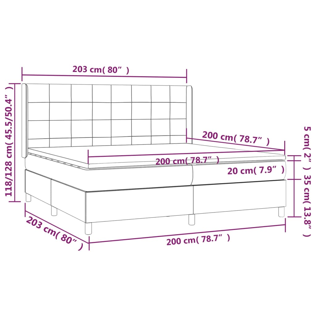 vidaXL Cama box spring con colchón tela marrón oscuro 200x200 cm