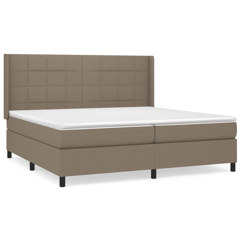 vidaXL Cama box spring con colchón tela gris taupe 200x200 cm