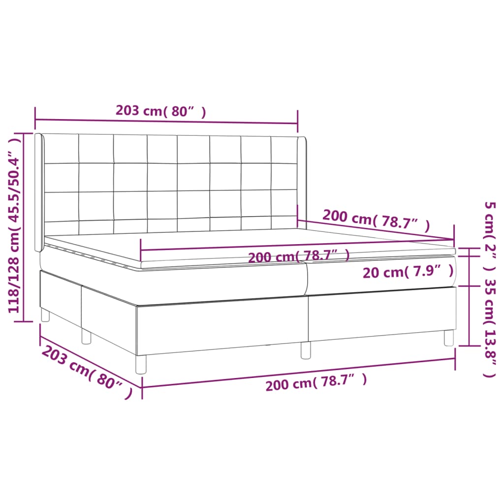 vidaXL Cama box spring con colchón tela gris taupe 200x200 cm